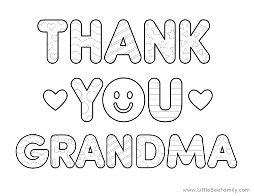 Thank You Grandma Coloring Page Little Bee Family