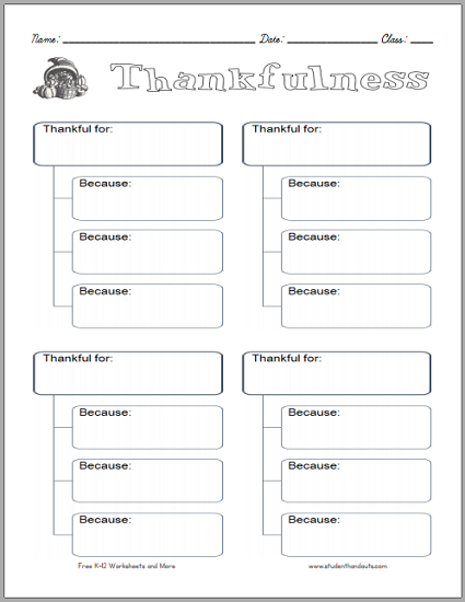 Thankfulness Hierarchy Free Worksheets Samples