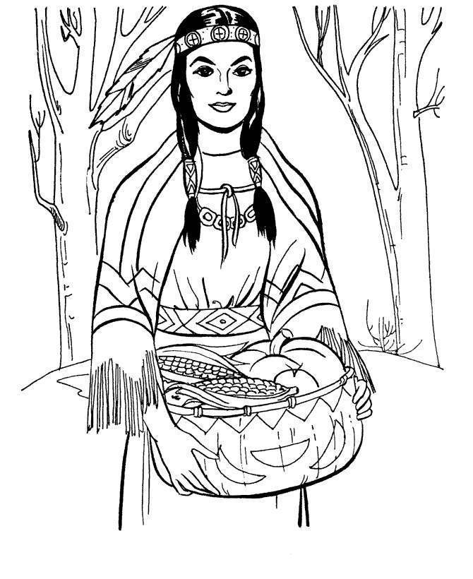 Thanksgiving Food Coloring Pages Native American With Food Free