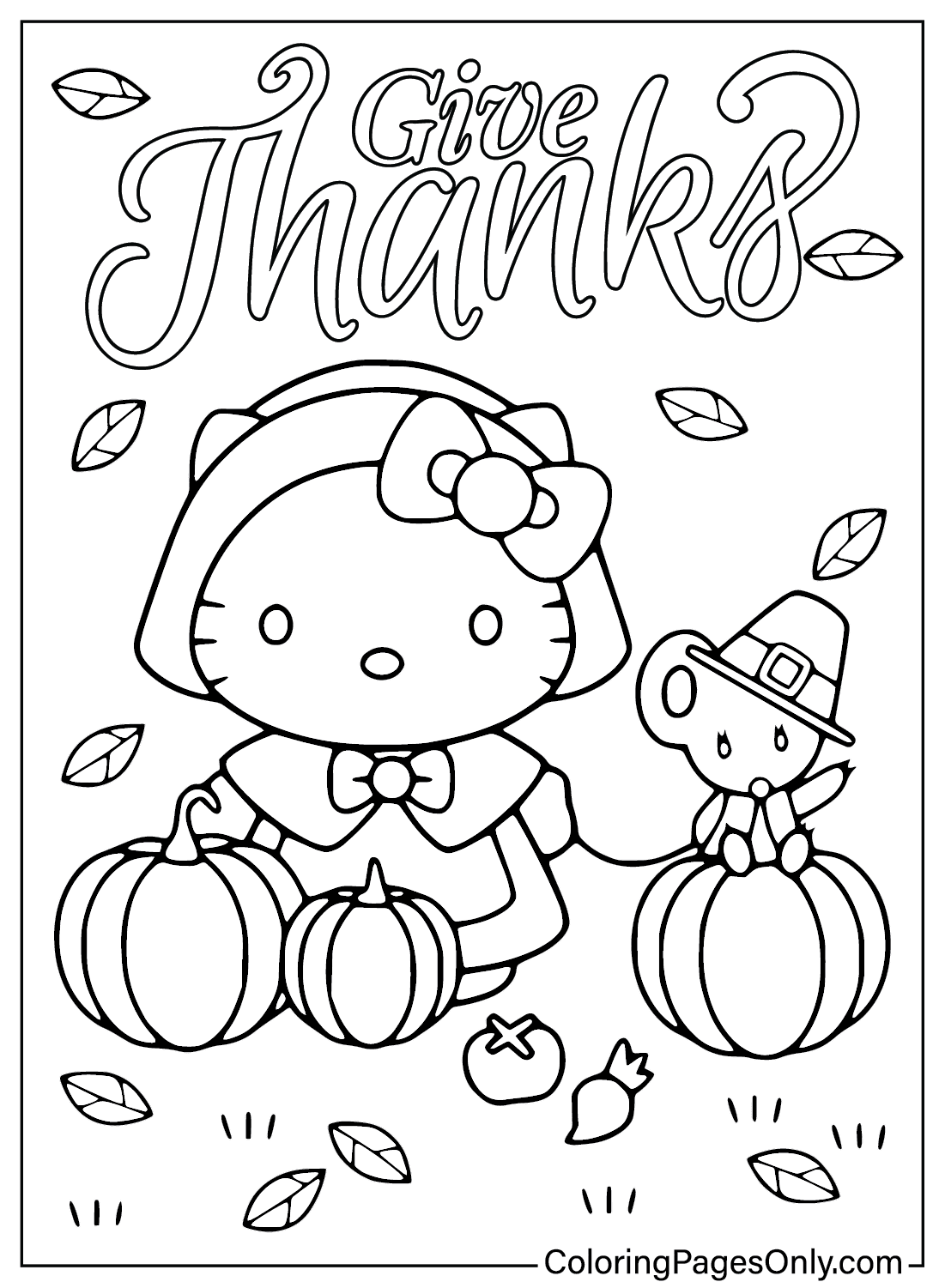 Thanksgiving Hello Kitty Coloring Page Free Printable Coloring Pages