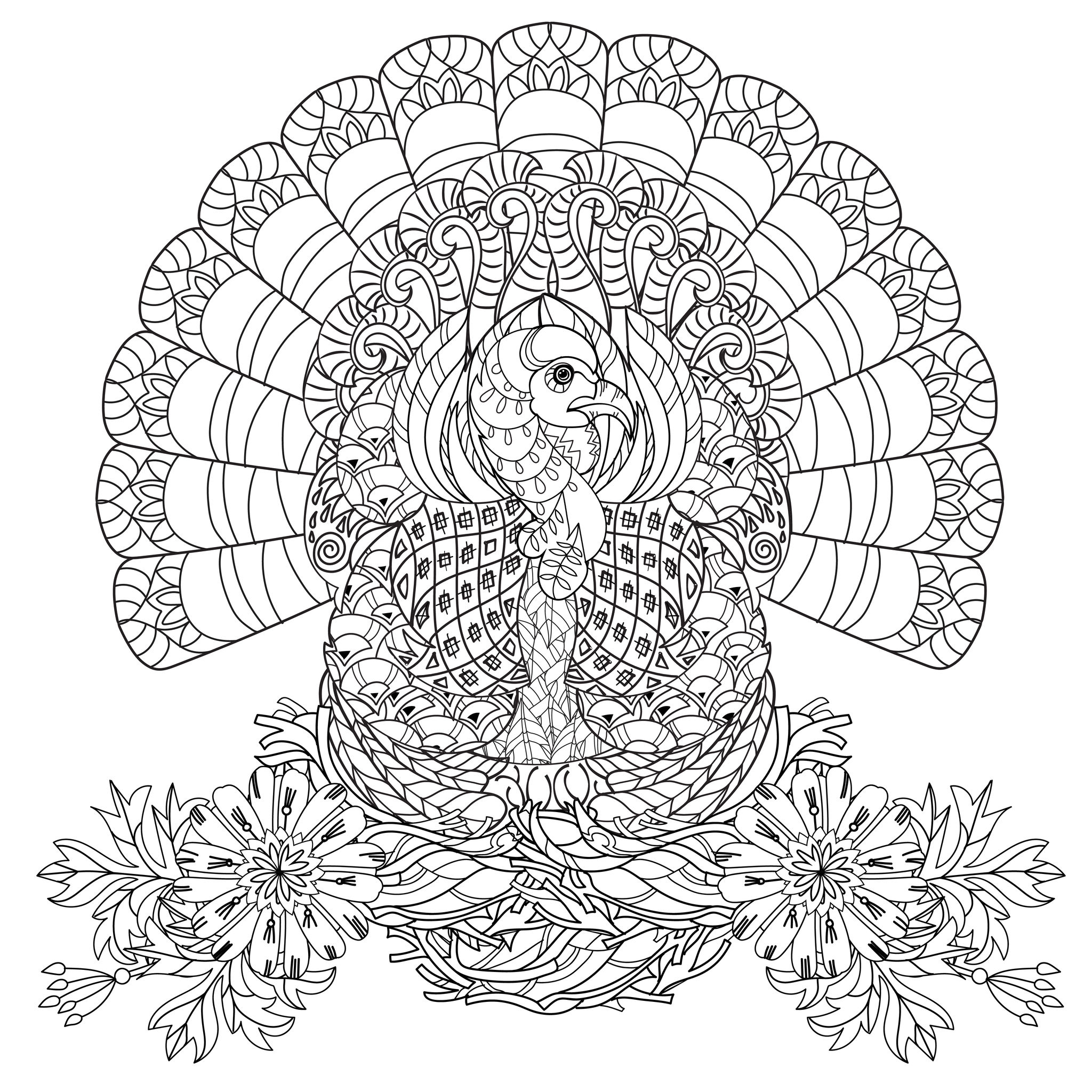 Thanksgiving Turkey Thanksgiving Adult Coloring Pages