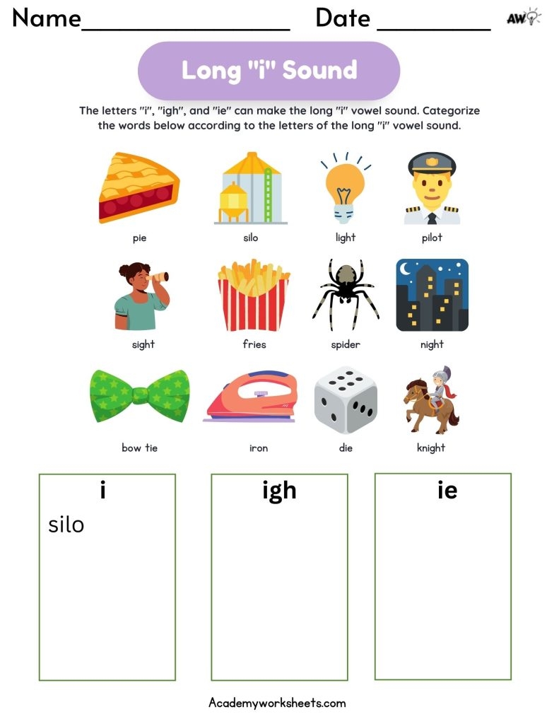 y as a vowel worksheets