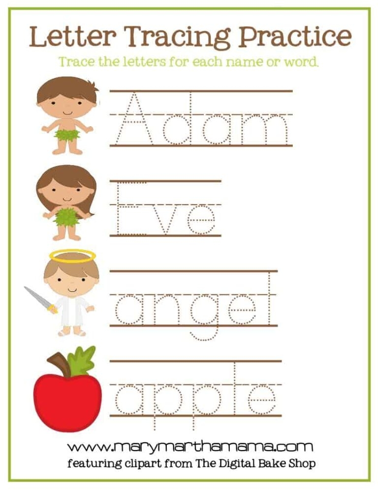 adam and eve worksheets