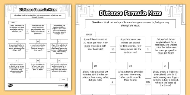 The Distance Formula Maze Worksheet Answers Twinkl USA Worksheets 