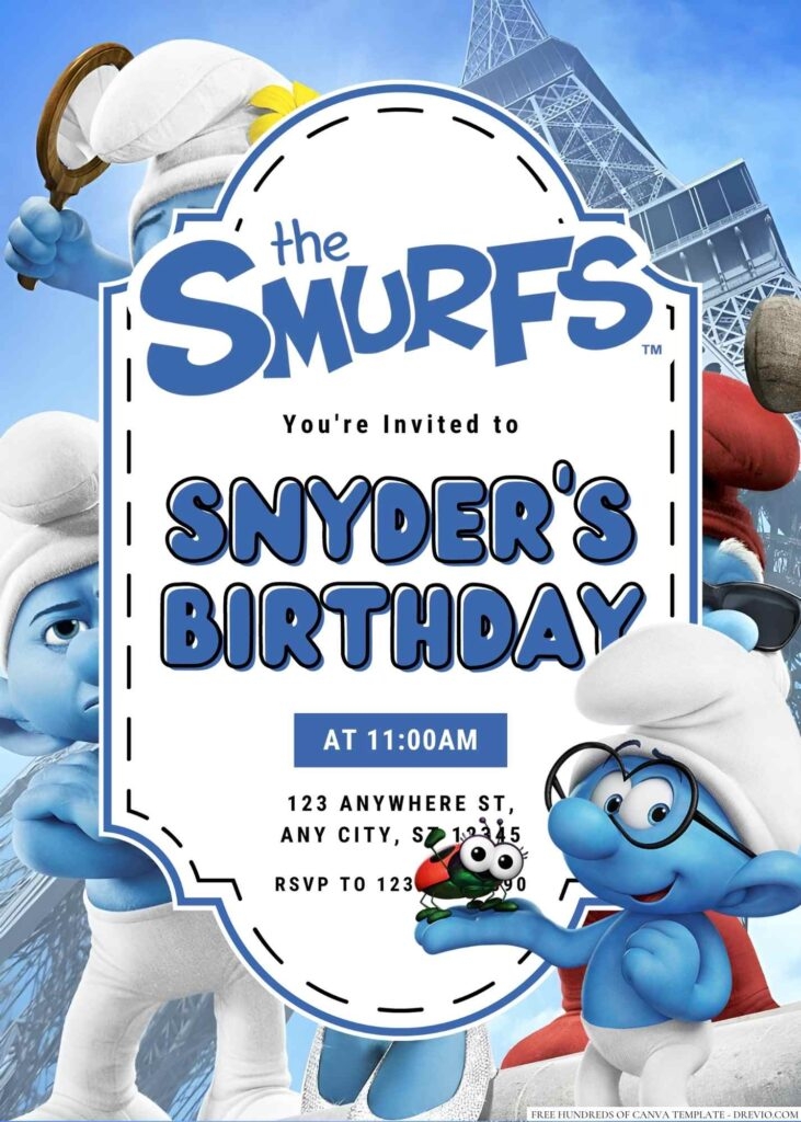 The Smurfs Birthday Invitation Download Hundreds FREE PRINTABLE 