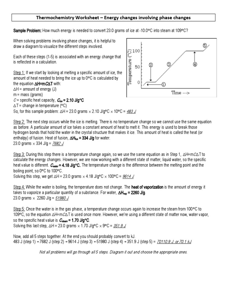 Thermochemistry And Thermodynamics Worksheet 4 Revsworld Worksheets 