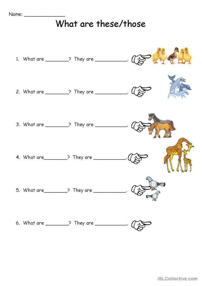 These Those English ESL Worksheets Pdf Doc