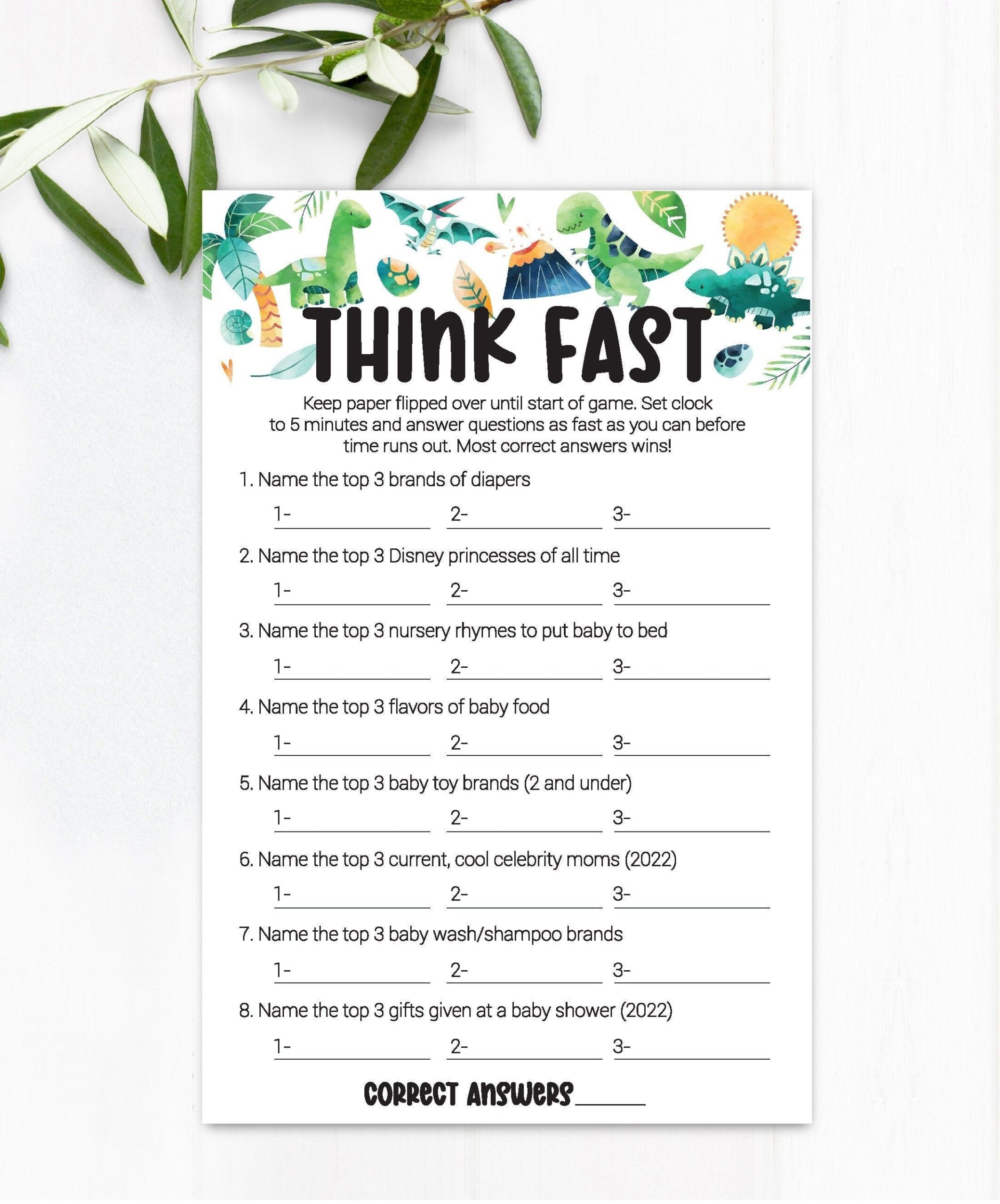 Think Fast Game Printable Printable Word Searches