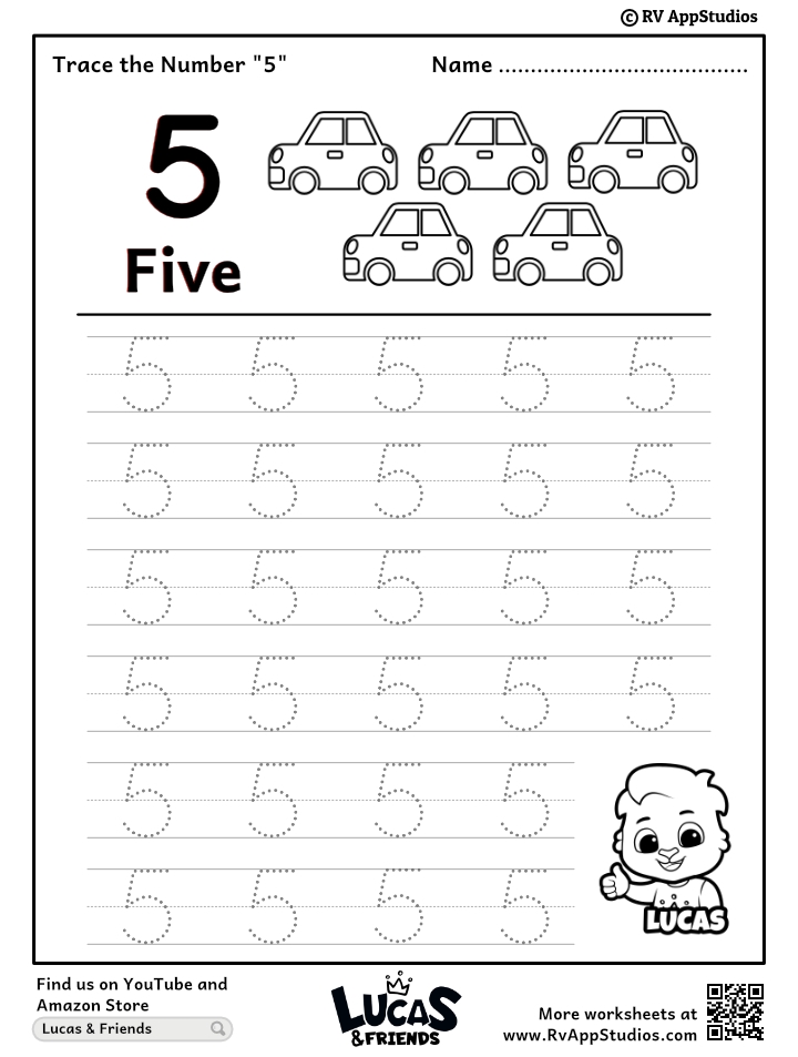 This Is A Number 5 Worksheet Kids Can Trace The Number And Color 
