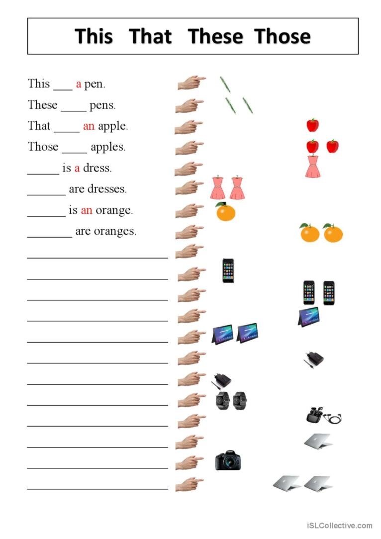This That These Those Worksheets Worksheets For Kindergarten