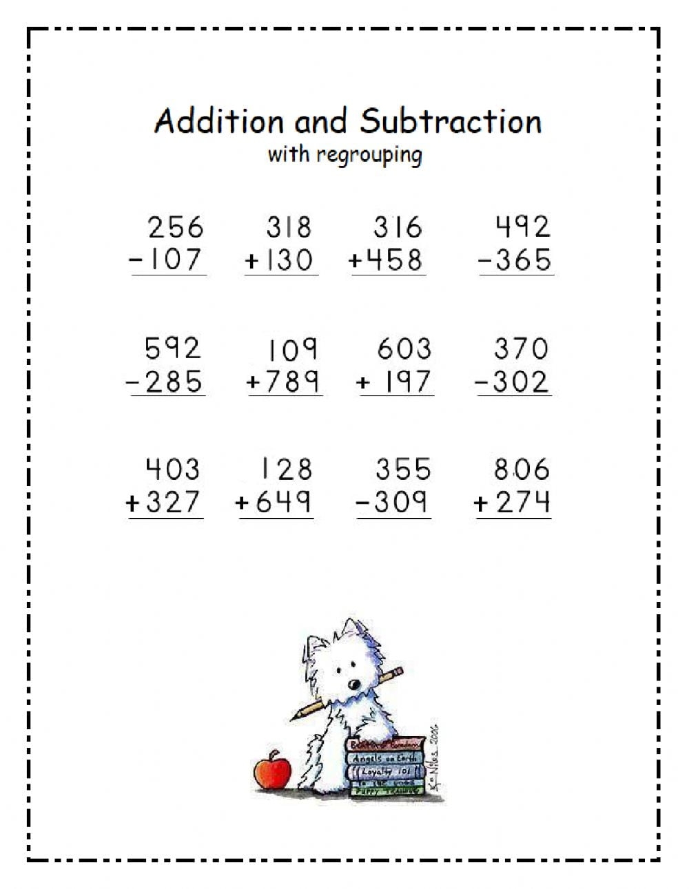 three digit addition and subtraction worksheets