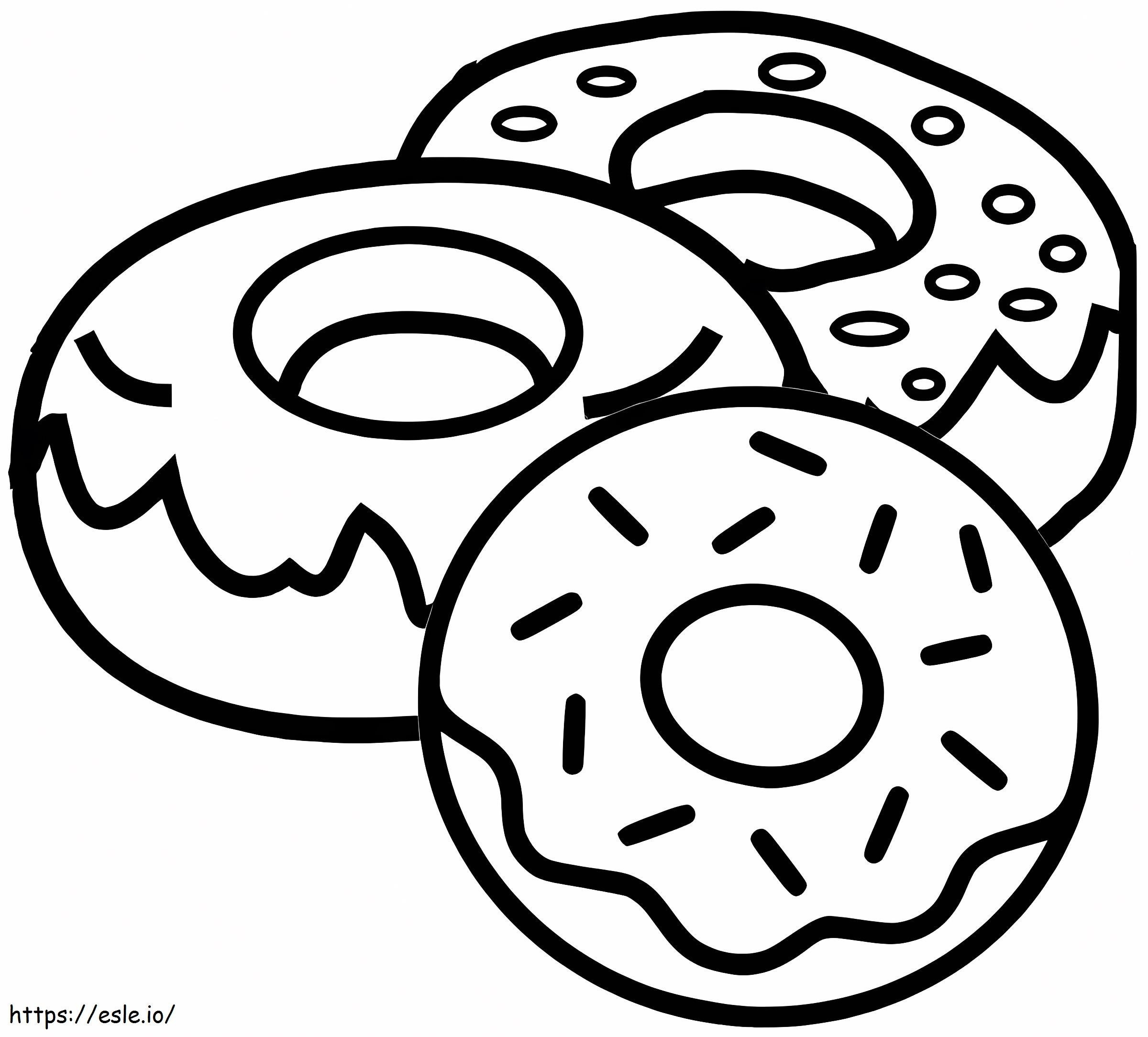 Three Donuts Coloring Page