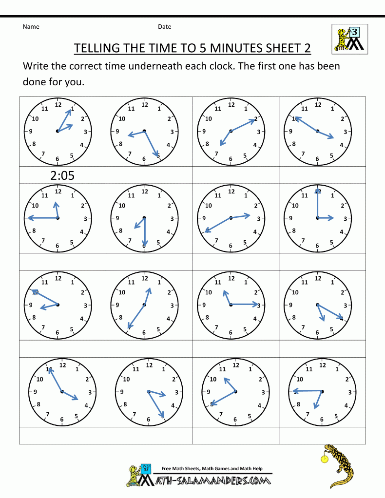 Time Worksheets 5 Minute Intervals