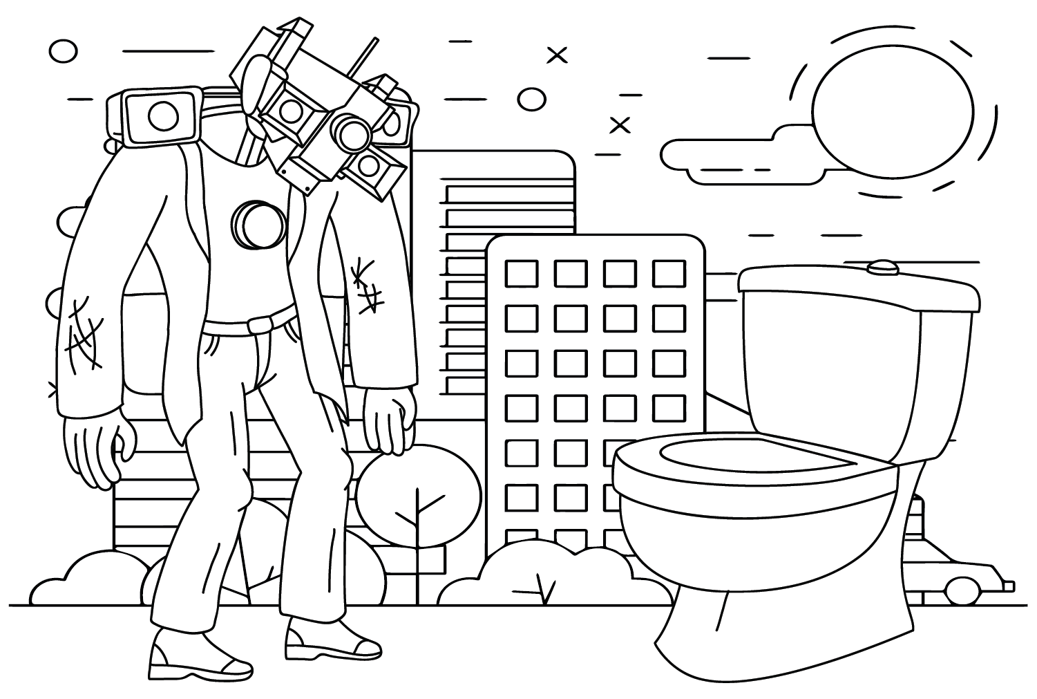 Titan Cameraman Color Page Free Printable Coloring Pages
