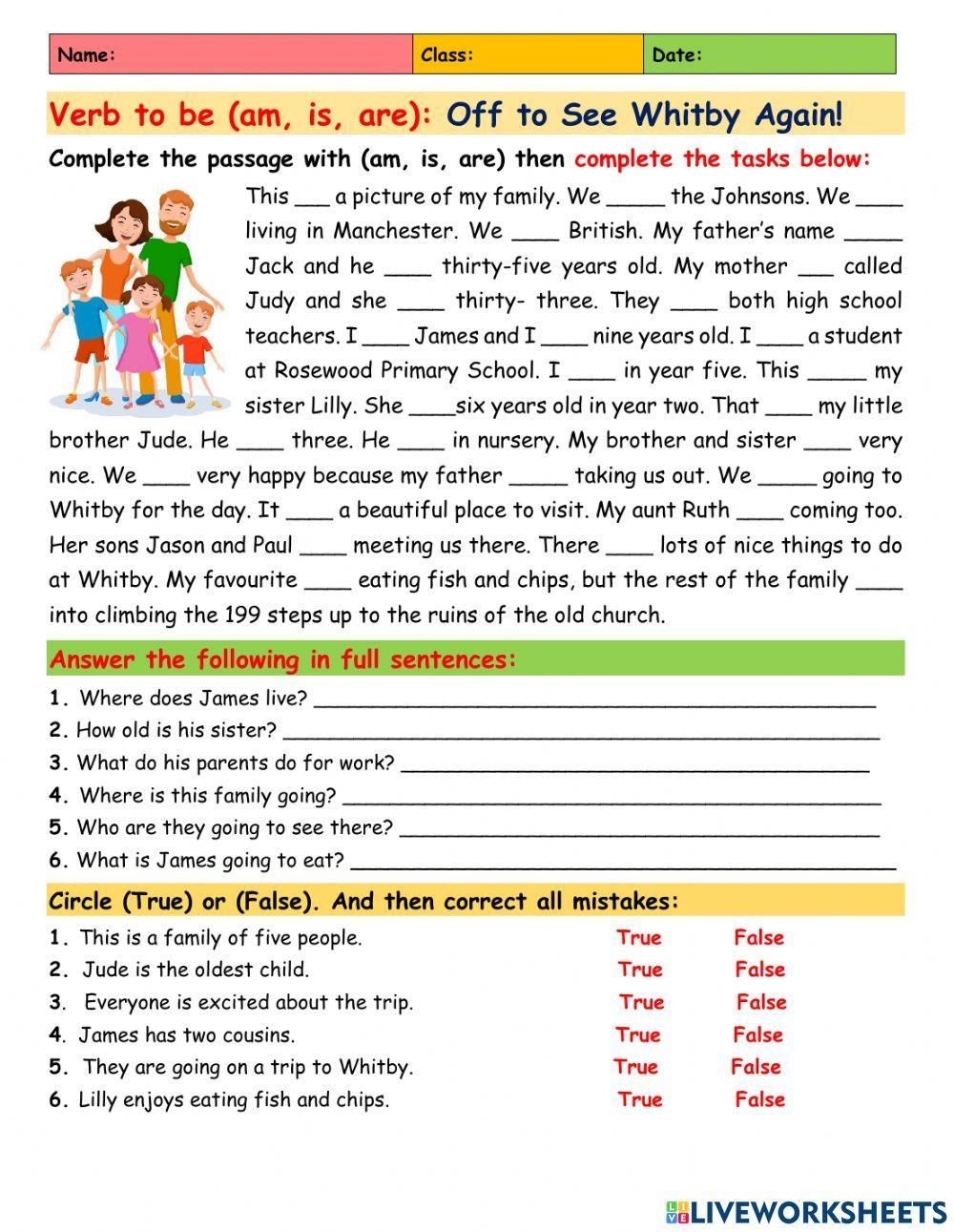 worksheet reading