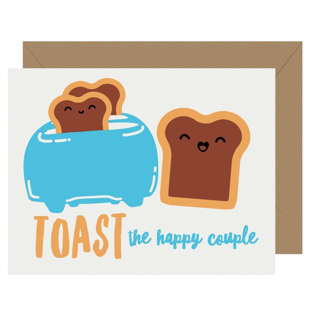 Toast Happy Couple Wedding Or Anniversary Cutie Kawaii Letterpress 