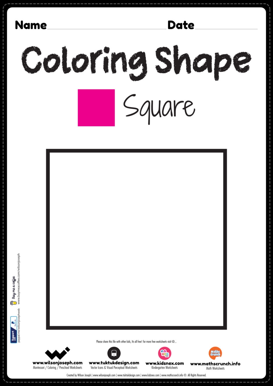 Tracing Shapes Square Worksheet For Kindergarten And Preschool 
