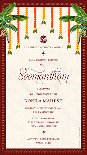 seemantham invitation card template