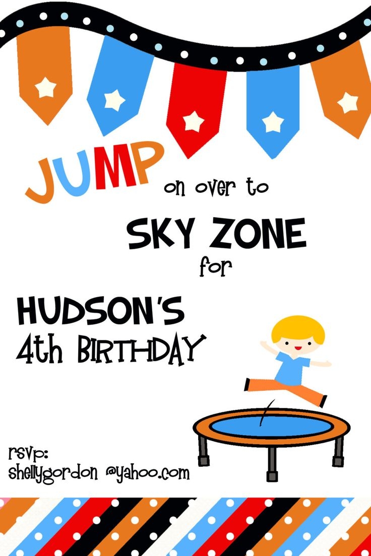 Trampoline Party Invitation Sky Zone Birthday Invitation Etsy