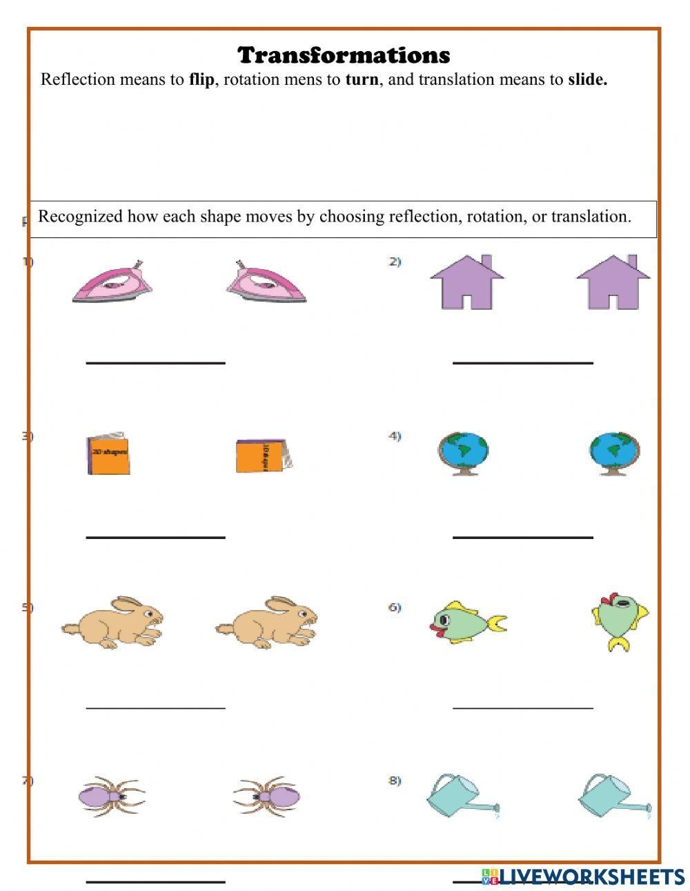 Transformation Geometry Teacha Worksheets Library