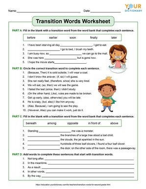 transition worksheets