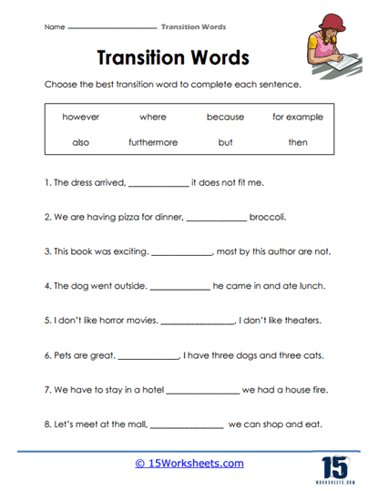 Transition Words Worksheets 15 Worksheets Worksheets Library