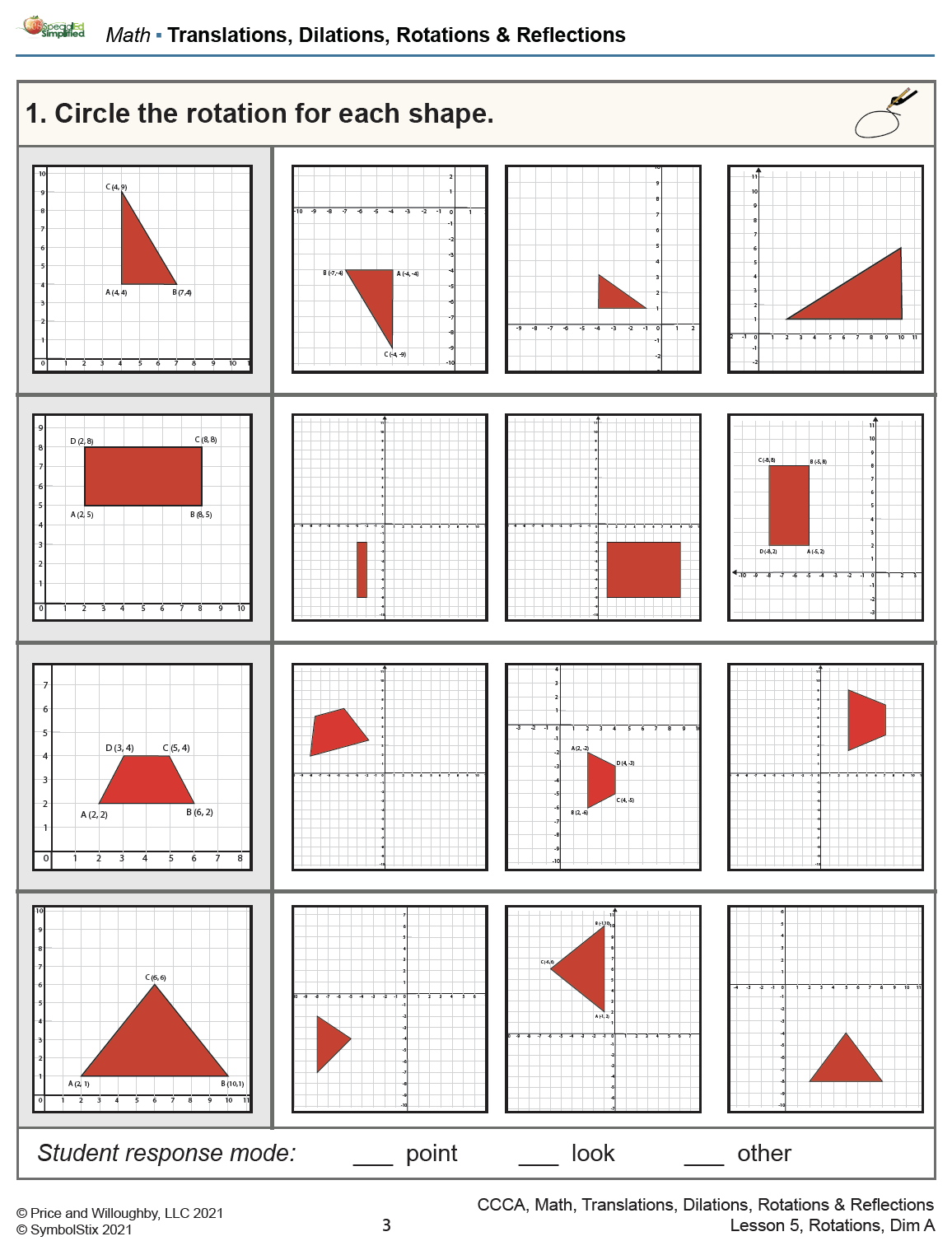 translations reflections and rotations worksheet
