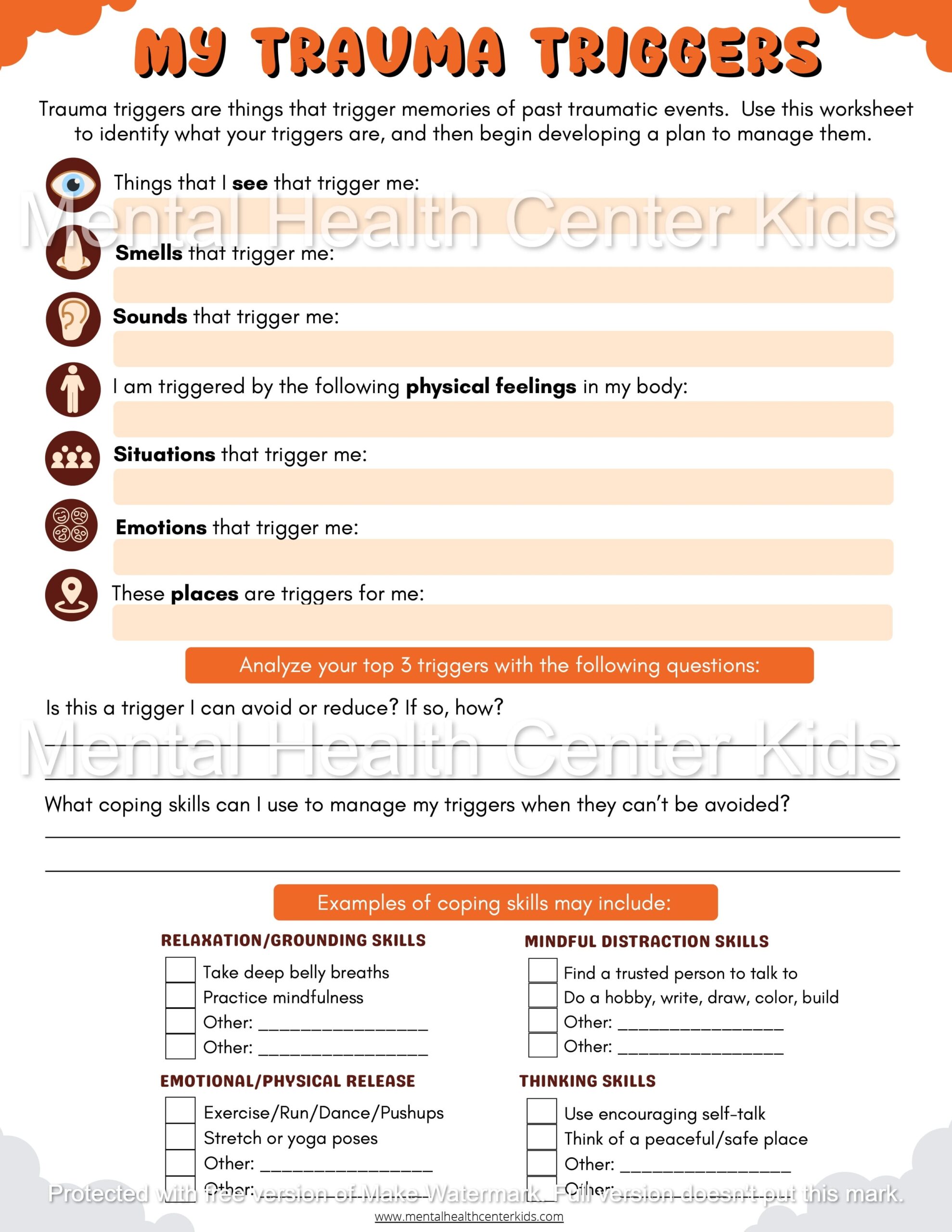 Trauma Worksheets For Kids And Teens Worksheets Library