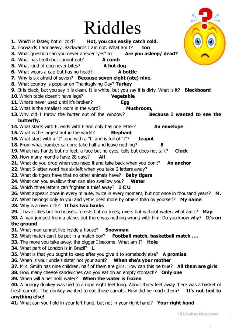 Tricky Riddles Worksheet Free Esl Printable Worksheets Made Free 