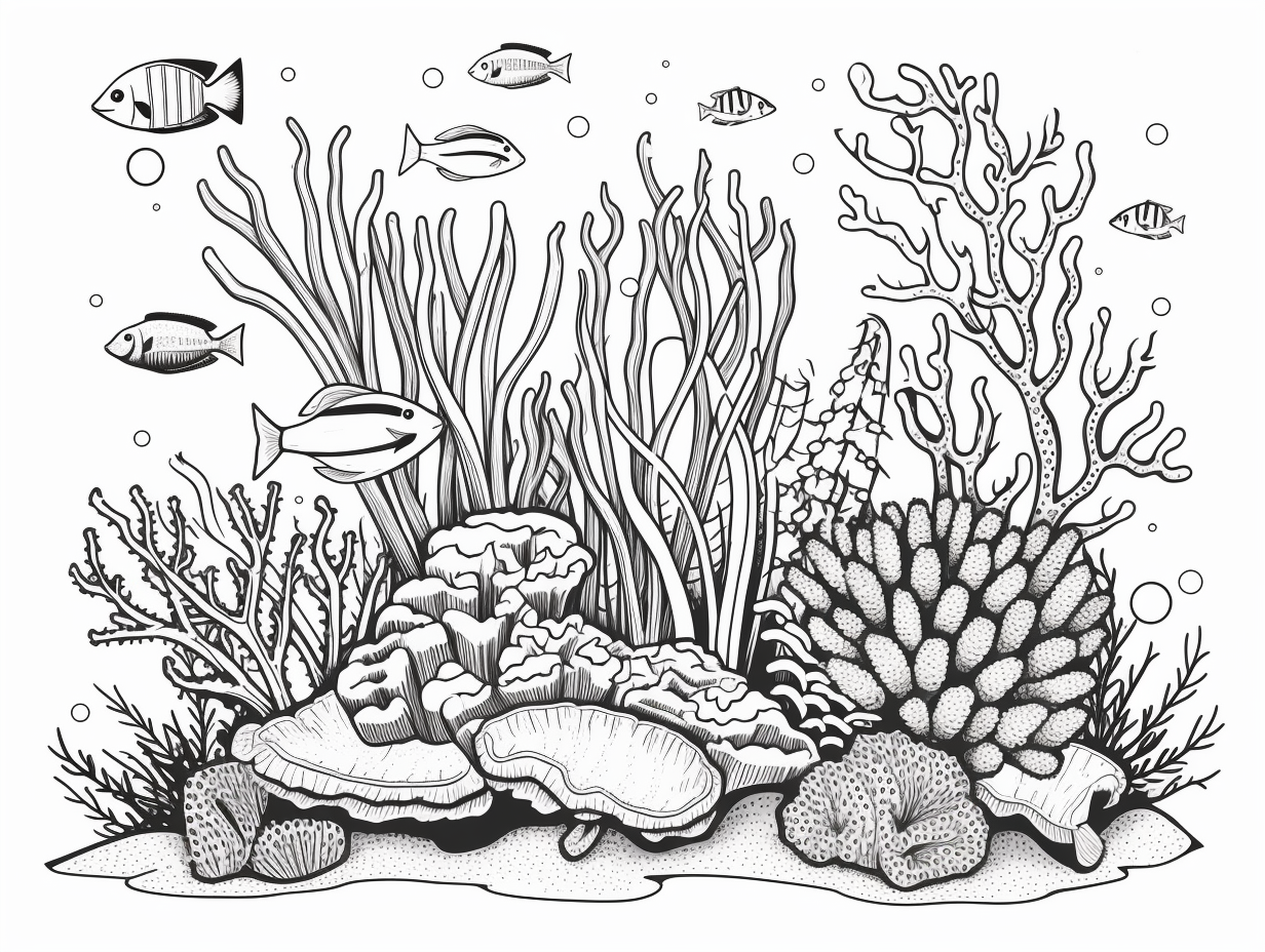 Tropical Coral Reef Coloring Page Coloring Page