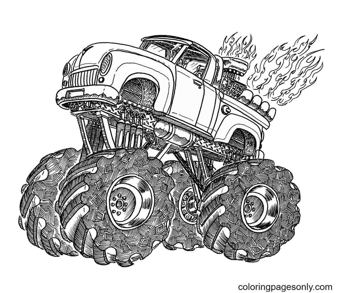 monster truck coloring page free