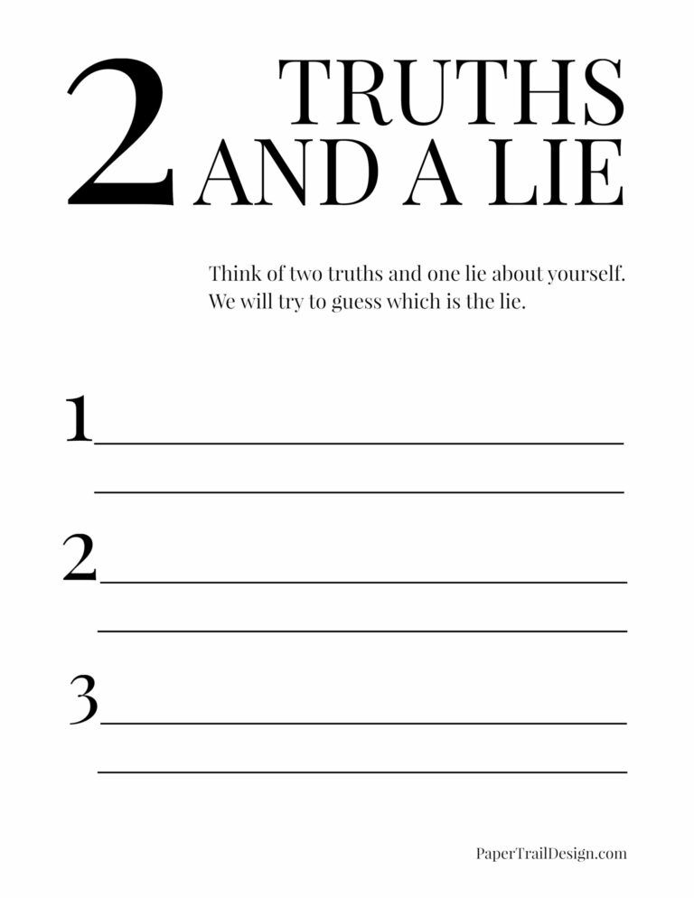 Two Truths And A Lie Game Free Printable Artofit