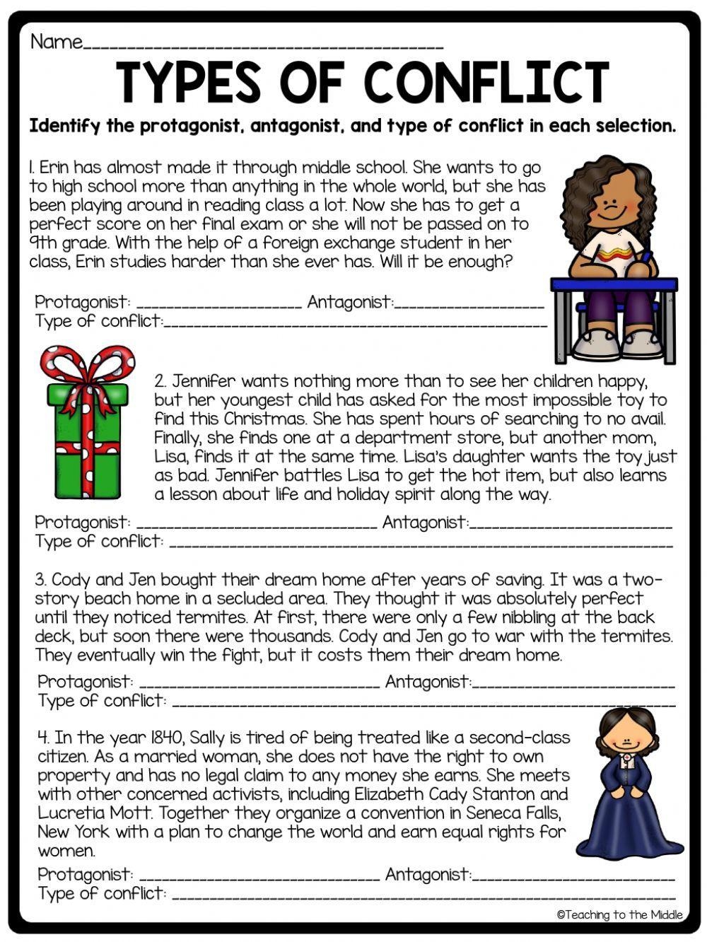 types of conflict worksheet