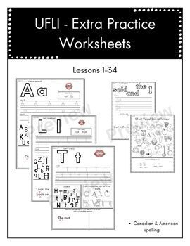 UFLI Extra Practice Worksheets Lessons 1 34 no Prep Practices