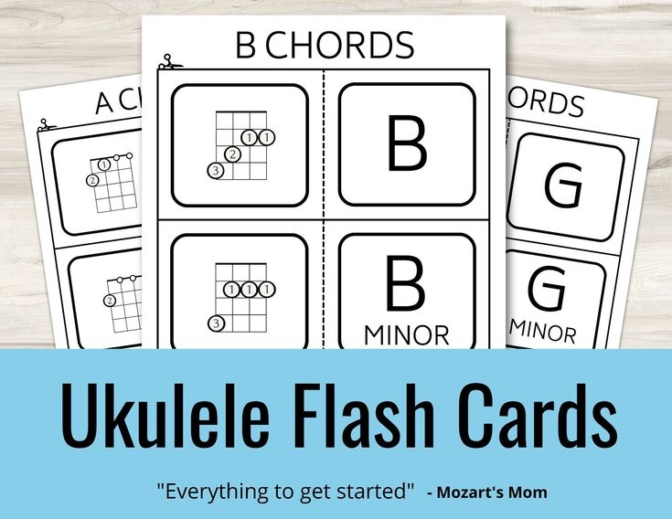 Ukulele Chord Flash Cards Printable At Home Ukelele Quiz Test Uke