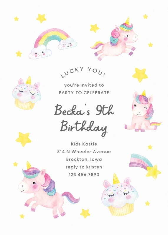 Unicorn Birthday Invitation Templates Free Greetings Island