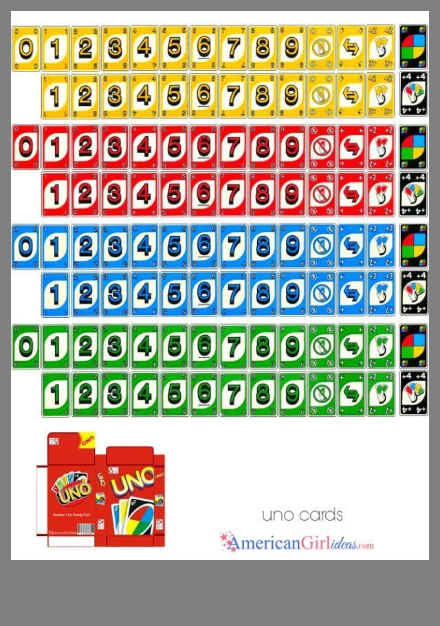 american girl ideas printables uno cards