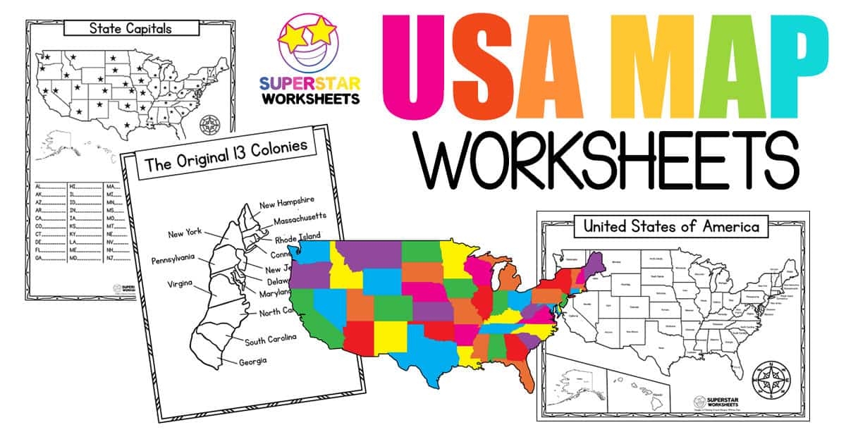 USA Map Worksheets Superstar Worksheets