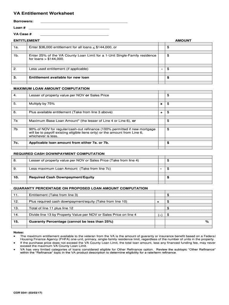 Va Entitlement Calculator Worksheet Fill Online Printable Db excel