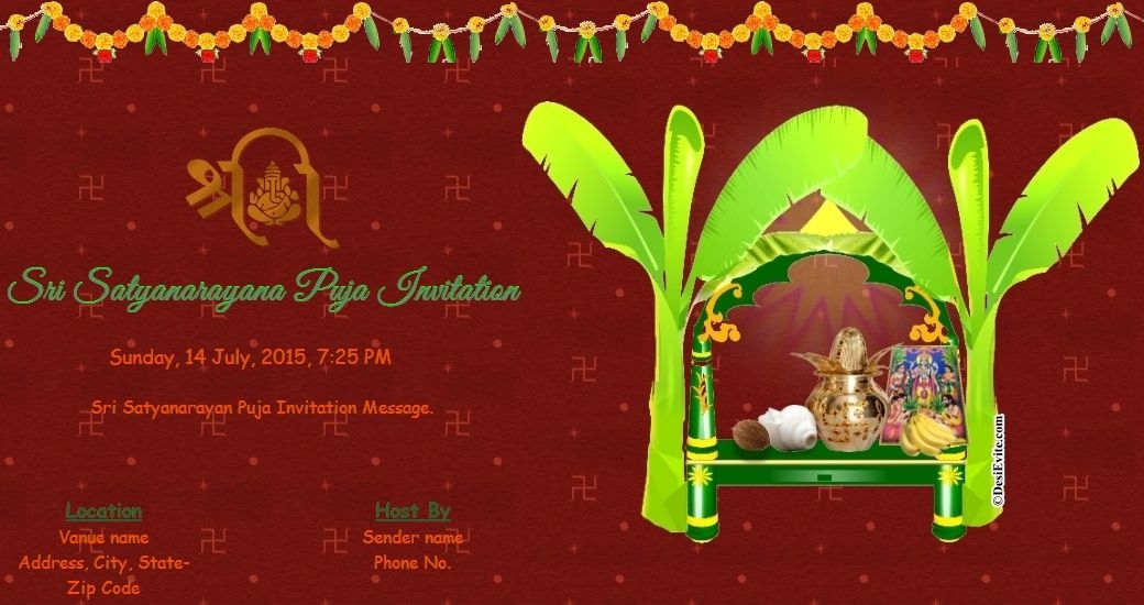 Vastu Pooja Invitation Template Best Templates Resources