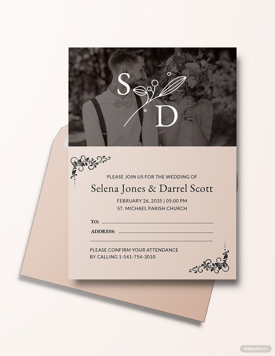 Vintage Fall Wedding Invitation Postcard Template In Pages Word 