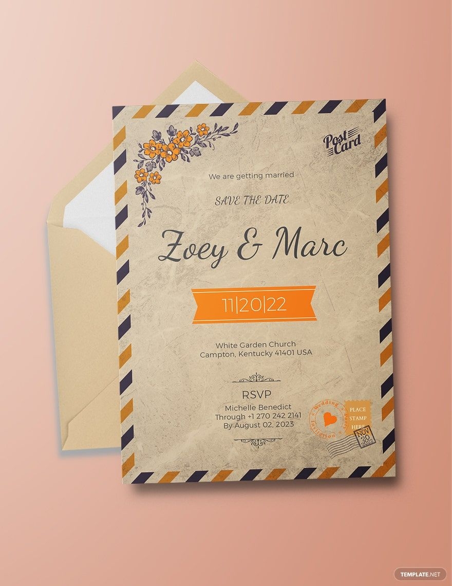 Vintage Postcard Invitation Template In Pages PSD Publisher Word 