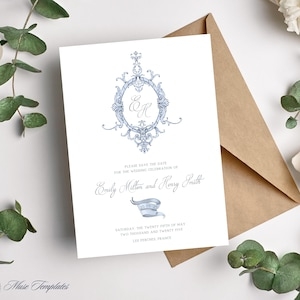 Vintage Renaissance Invitation Template Wedding Baroque Crest
