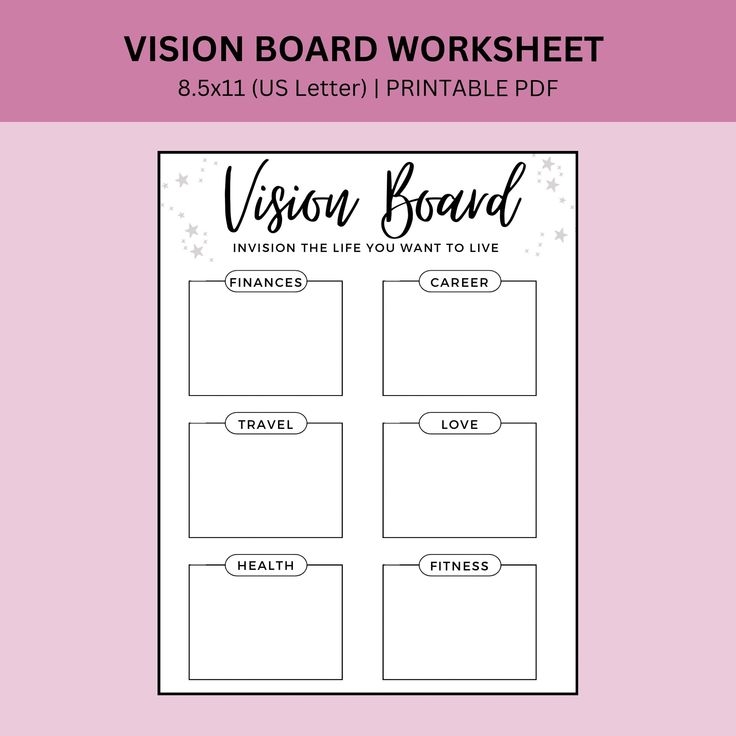 Vision Board Worksheet Printable Goal Setting Worksheet Printable
