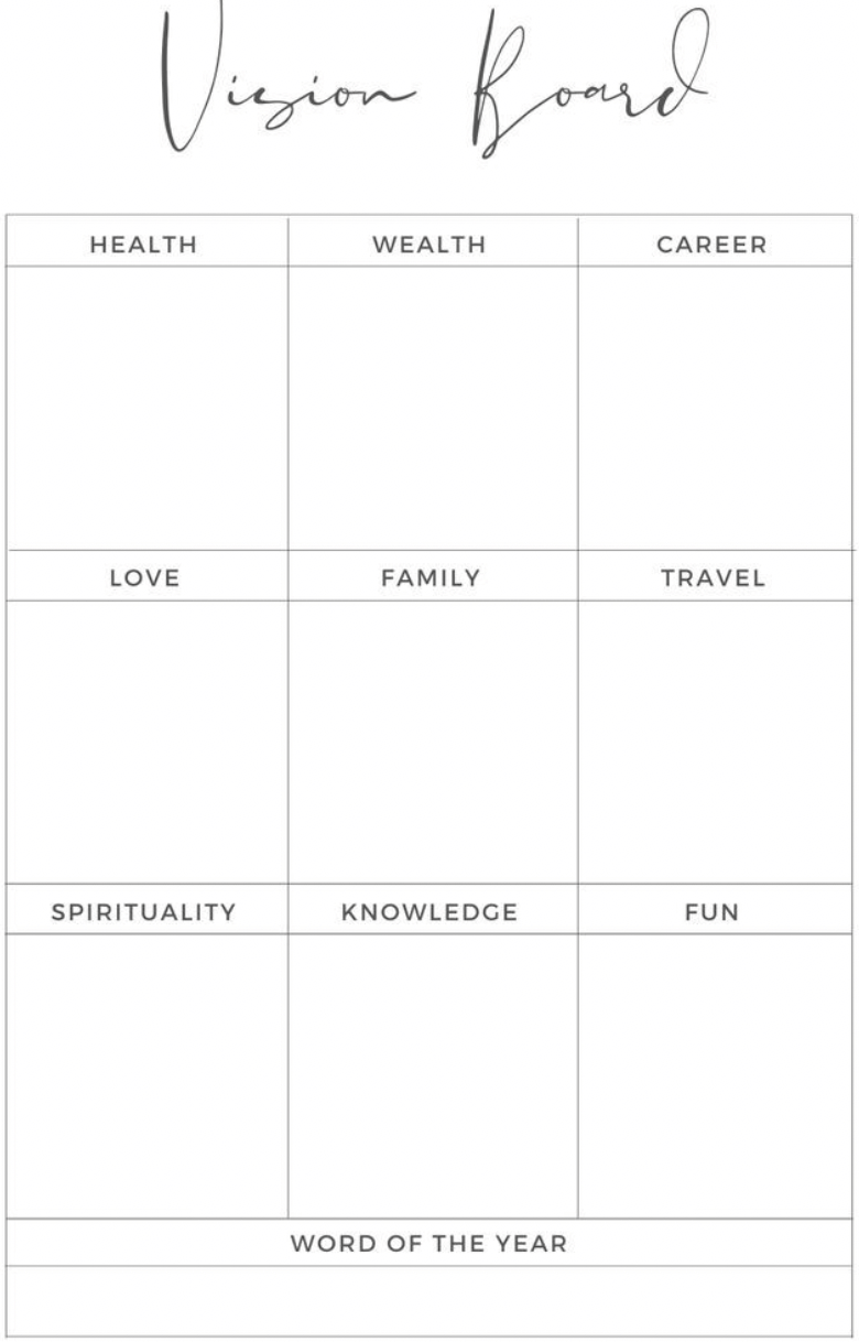 vision board worksheet
