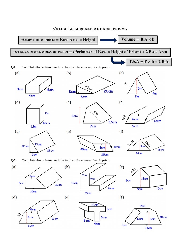 surface area worksheets for rectangular prisms