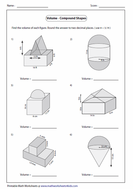Volume Worksheets ShapesWorksheets