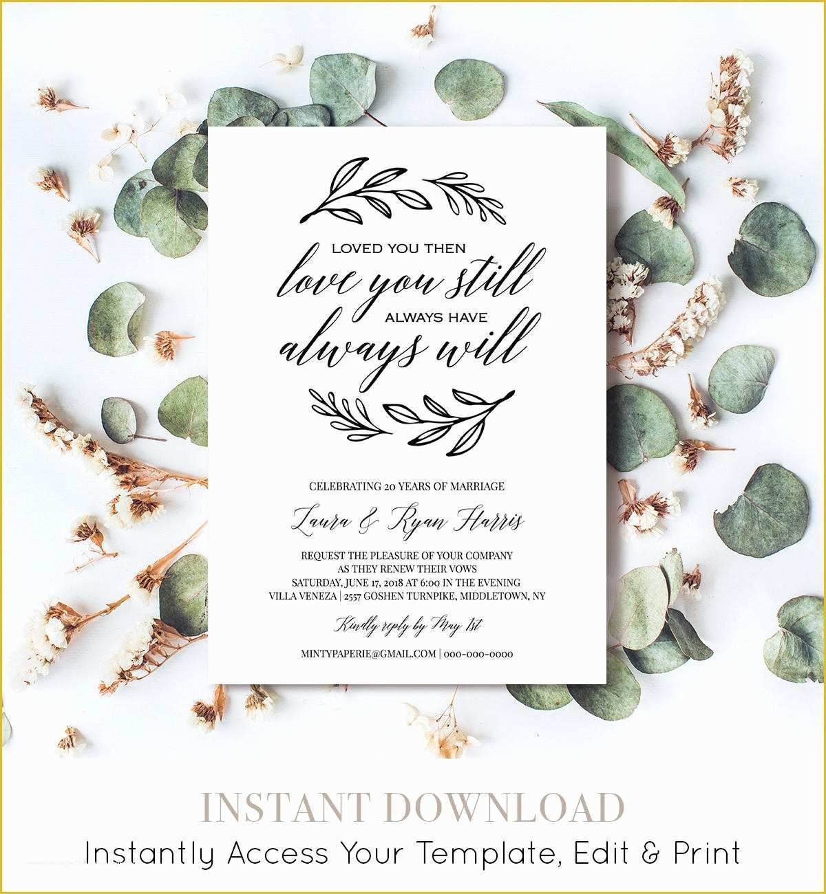 Vow Renewal Invitation Templates Free Of Renew Vows Invitation Template