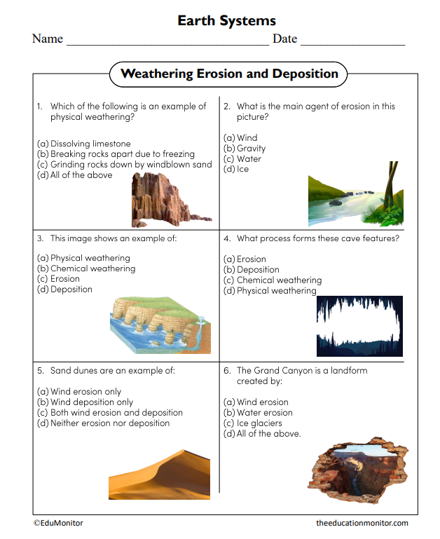 Weathering Erosion And Deposition Worksheet Archives EduMonitor