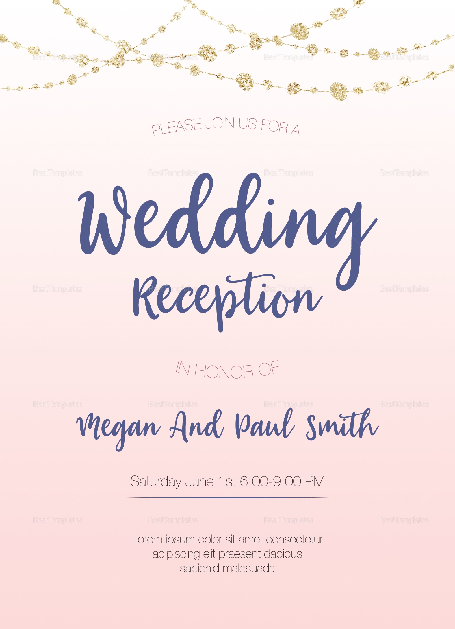 post wedding reception invitation templates free